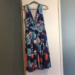 Hutch Multicolor Floral Midi A-Line Dress, Size 2